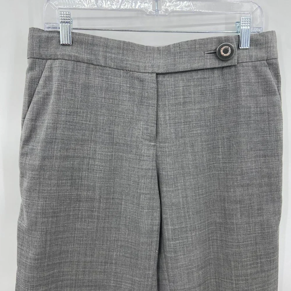 TORY BURCH Gray Wide Leg Button Detail High Rise Trouser Dress Pants